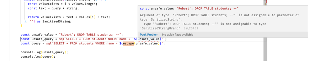 Unsafe Query Compile Error