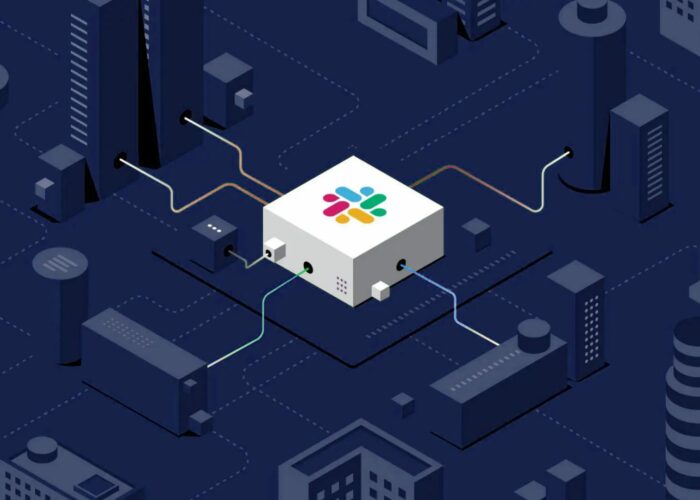 Slack logo with techy visuals
