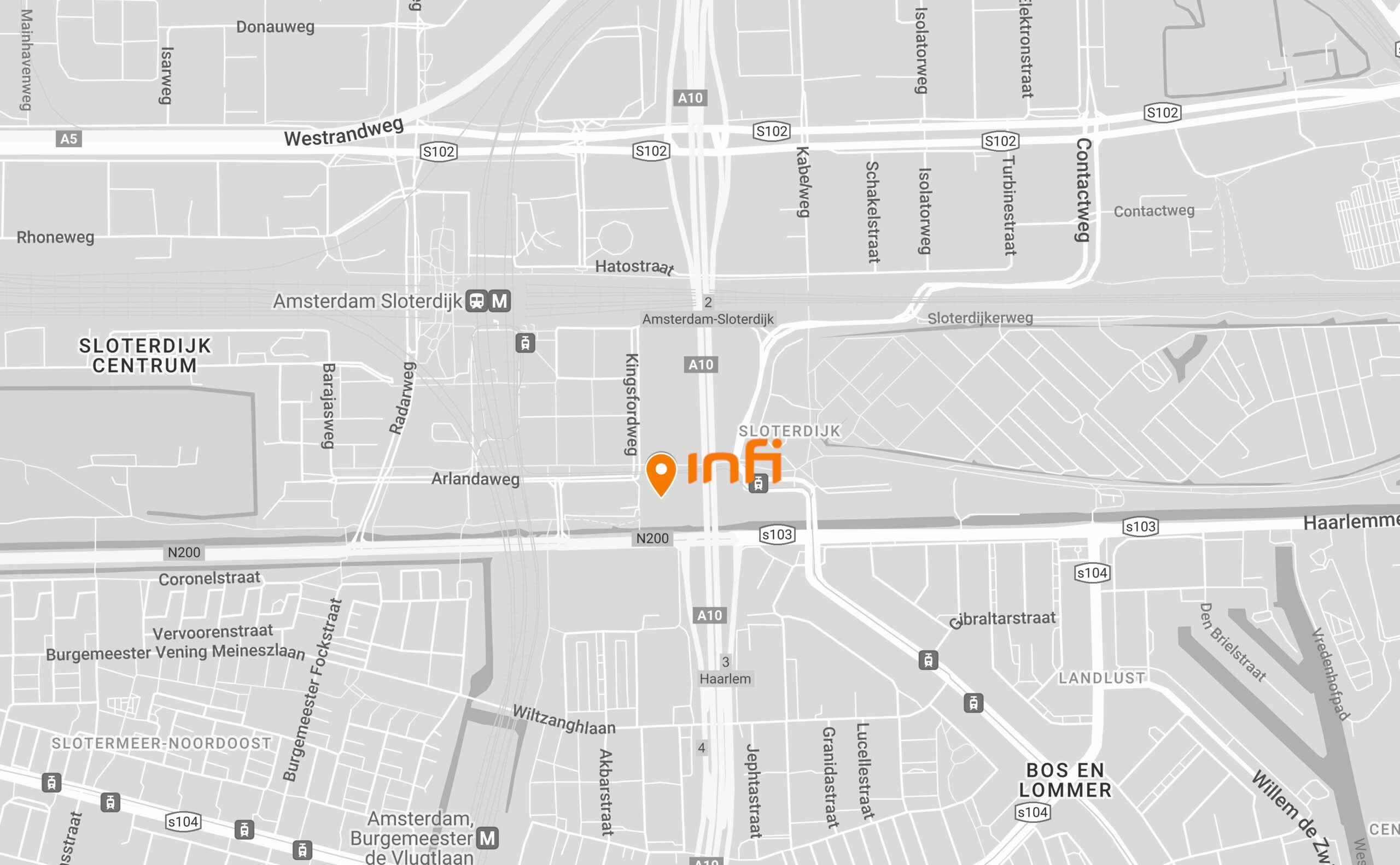 kaart met locatie van Infi Amsterdam