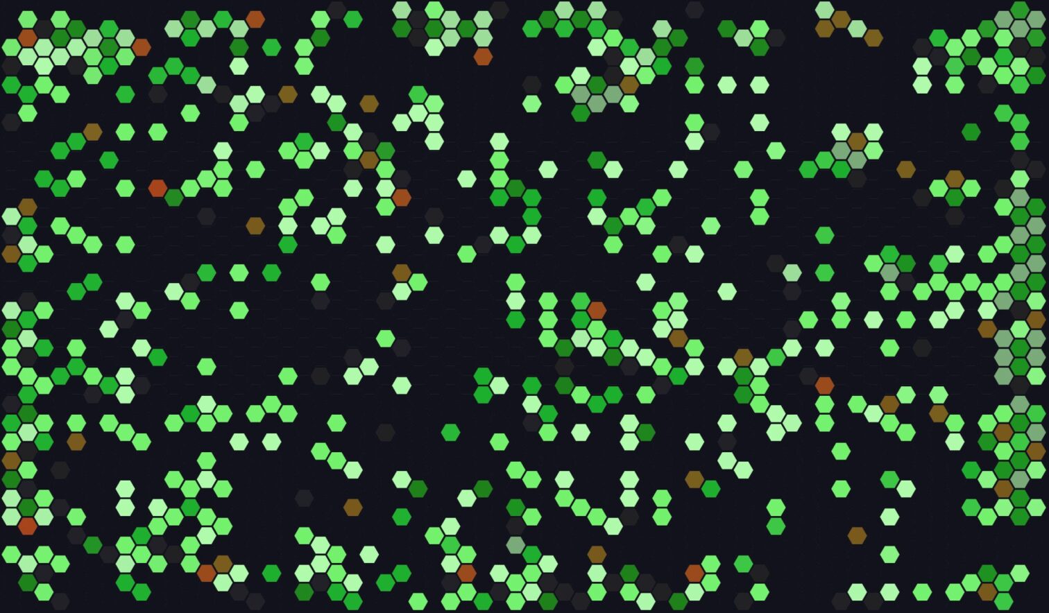 Groeiende bomen in een hex-grid